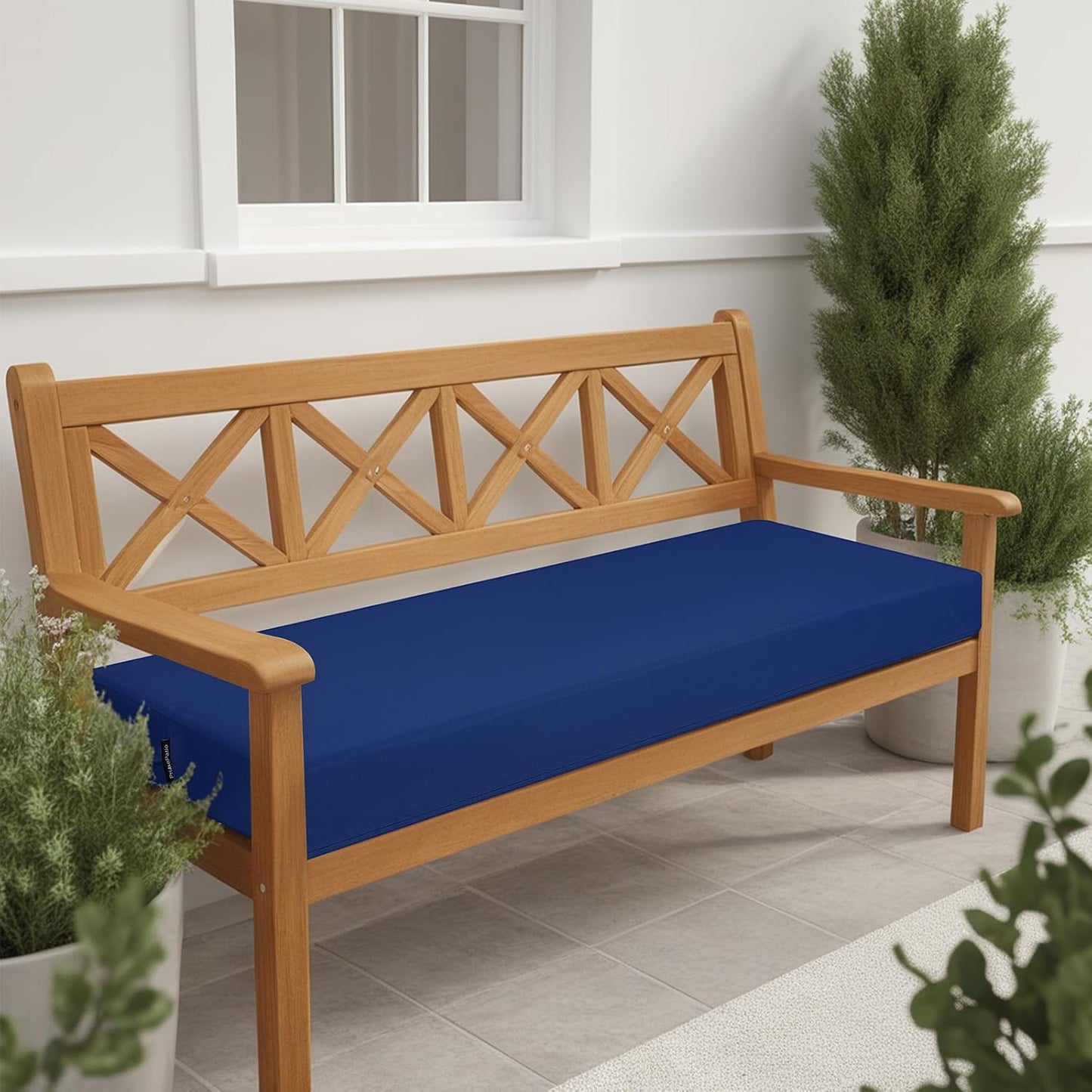 idee-home Outdoor Bench Cushion Waterproof, Bench Cushions for Outdoor Furniture, Patio Porch Swing Replacement Seat Pad with Ties for Garden Backyard, 48 x 18 Inch Red