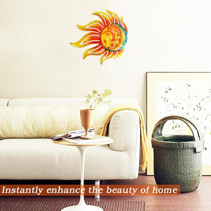 Large Sun Wall Art Decor 45 inch Metal Wall Art, Retro Hanging Decor, Valentine Wall Decorations for Patio,Yard,Garden,Fence,Living Room