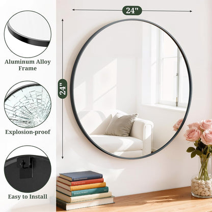 Round Wall Mirror 30 Inch Gold Vanity Mirror with Metal Frame, Modern Circle for Bathroom, Entryway, Bedroom, Living Room, Wall Mounted Decorative Mirrors