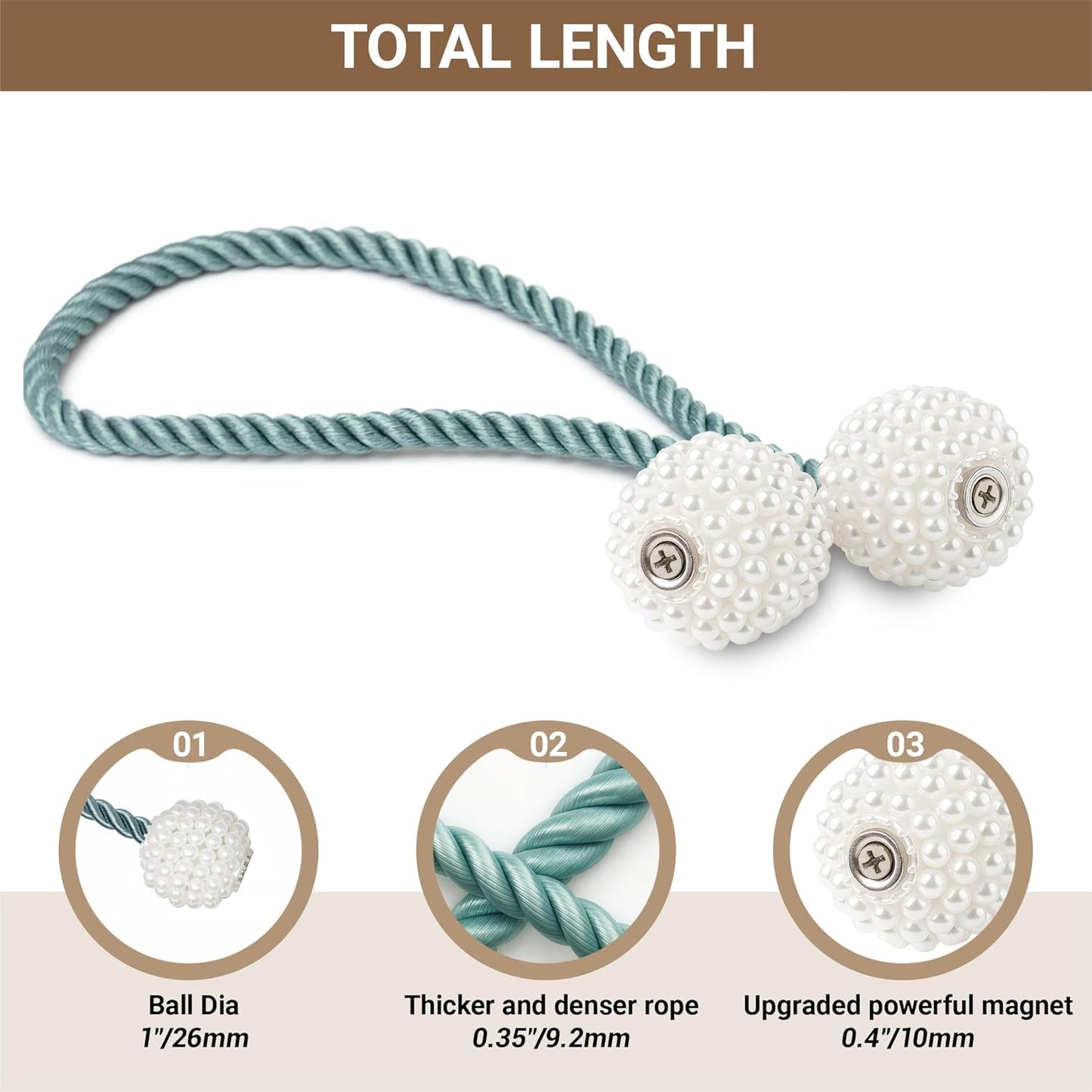 Hion Magnetic Curtain Tiebacks Black 2pcs, Curtain Tiebacks Buckles Holdbacks Holders Hooks Clip for Home Outdoor Bedroom Office Decorative Curtain