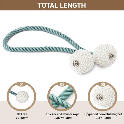 Hion Magnetic Curtain Tiebacks Black 2pcs, Curtain Tiebacks Buckles Holdbacks Holders Hooks Clip for Home Outdoor Bedroom Office Decorative Curtain