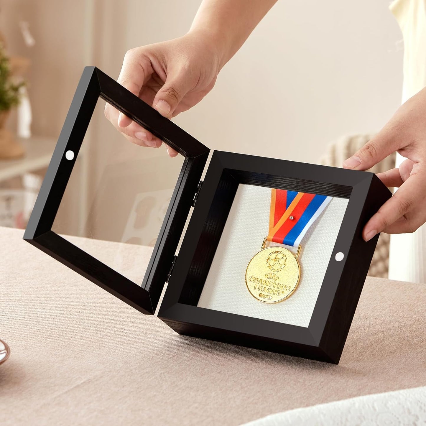 8x10 Deep Shadow Box Picture Frame Display Case with Linen Back and Stand,Real Glass Black Shadow Memory Box Frame 8x10 for Flower Baby Pet Wedding Photo Art Craft Memorial Wall Decor Gift