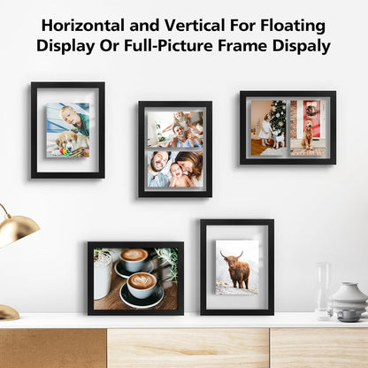 Golden State Art, 11X14 Floating Picture Frame, Black Wood Frame Display Any Size Photo Up To 11X14, Pressed Flower Frames with Hanging Hardware - Horizontal And Vertical Formats for Wall