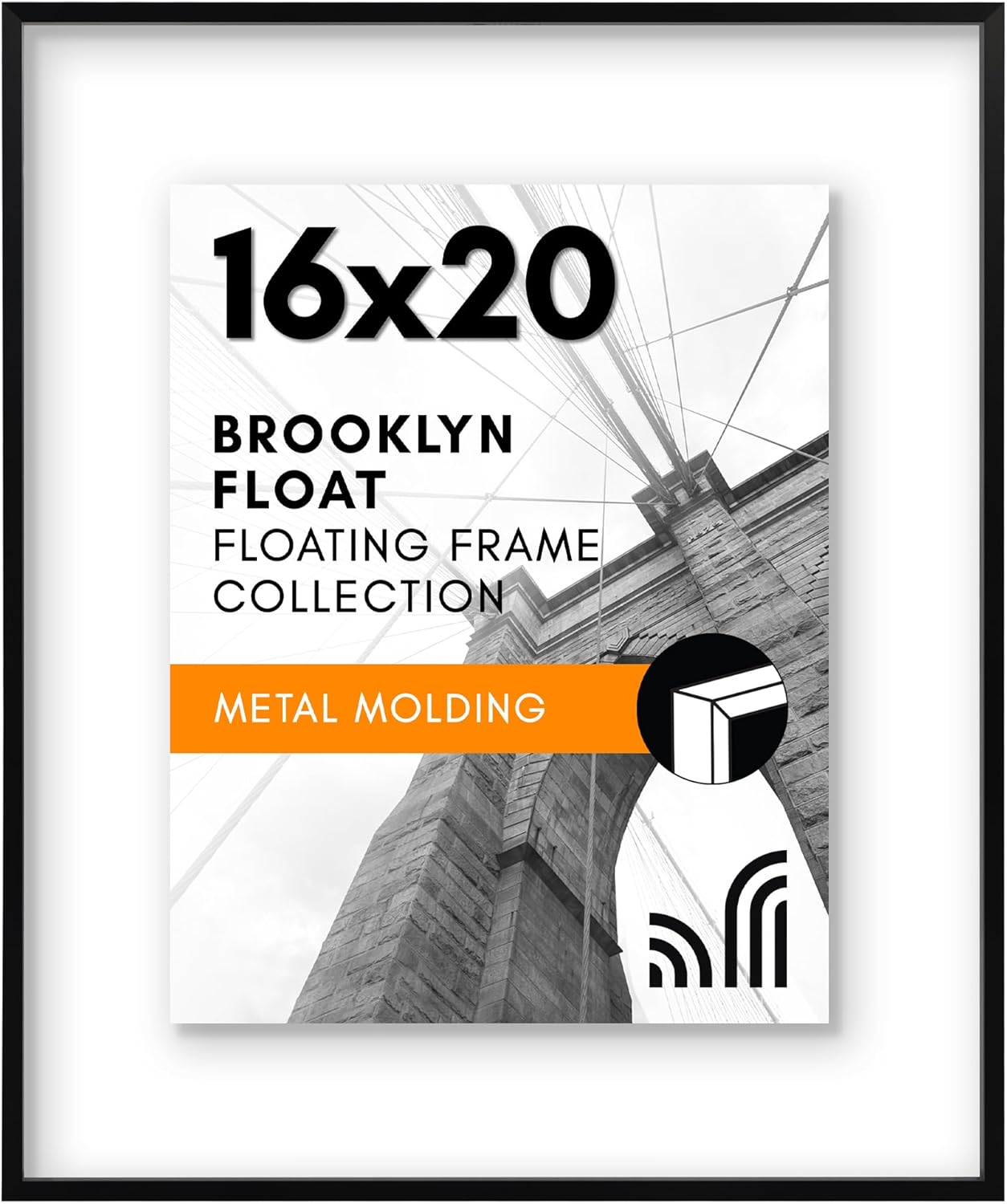 Americanflat Aluminum 11x14 Floating Picture Frame with Shatter-Resistant Glass - Use as 8x10 Picture Frame or Display 11x14 Photo - Signature Float Collection - Photo Frames for Wall Display - Black