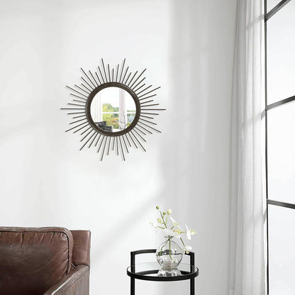 Gold Sunburst Mirrors for Wall Decorative Metal Round Art Mirrors Large Wall Decor Hanging Mirror for Bathroom Bedroom Living Room Vanity Entryway 16"