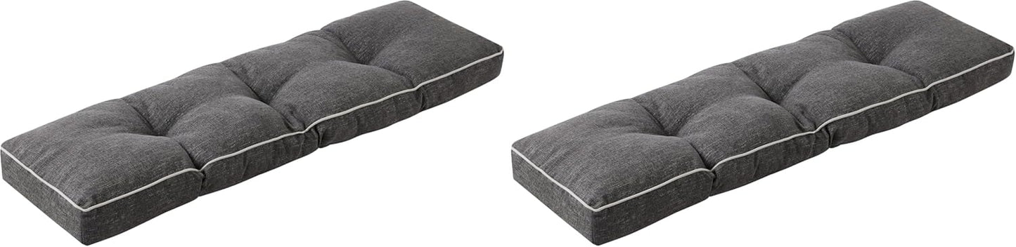 IPYNBAP Bench Cushion, 42 x 16 Inch Patio Furniture Cushions with Durable Ties, Soft Memory Foam Bench Cushions for Indoor/Outdoor Furniture with Non-Slip Bottom, Kitchen&Dining, Dark Grey
