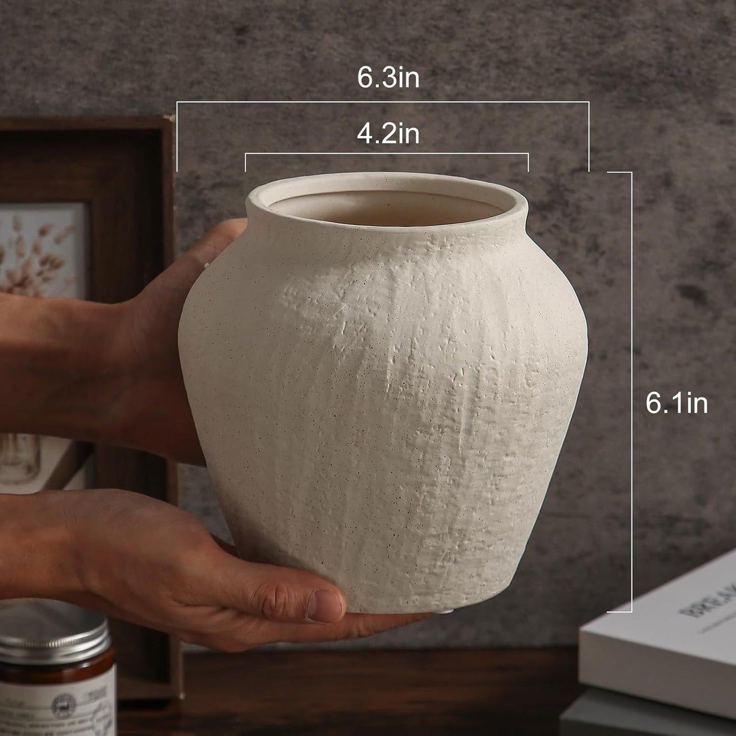 Rustic Vases for Home Decor. Ceramic Vase for Dining Table Decor. Terracotta Decorative Vase 6.1IN. ZSHLXM