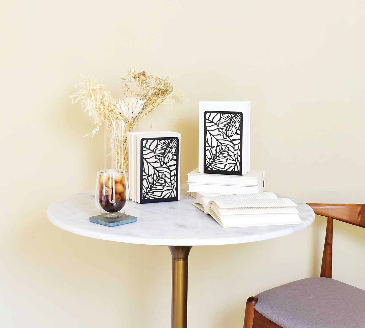 CNK Premium BookEnds - Heavy Duty Metal Book Stoppers for Home Office, Decorative Book Shelf Holders (Hummingbird Black)