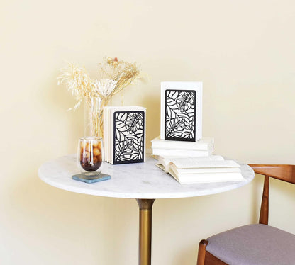 CNK Premium BookEnds - Heavy Duty Metal Book Stoppers for Home Office, Decorative Book Shelf Holders (Hummingbird Black)