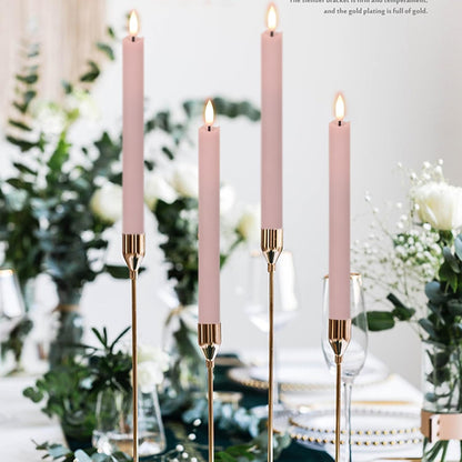 GenSwin Flameless Ivory Taper Candles Flickering with 10-Key Remote, Battery Operated Led Warm 3D Wick Light Window Candles Real Wax Pack of 6, Christmas Home Wedding Decor(0.78 X 9.64 Inch)