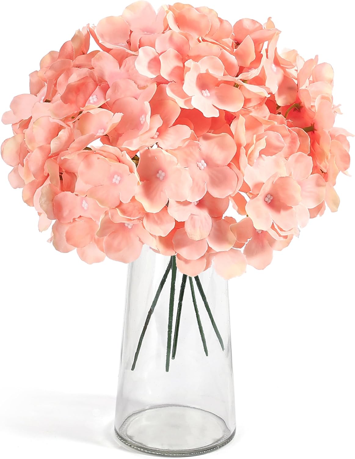 Auihiay 64 PCS Artificial Hydrangea Flowers, Silk Hydrangea Full Flowers Heads with Stems for Wedding Centerpieces, Home, Garden, Baby Shower, Party Decoration (Ivory)
