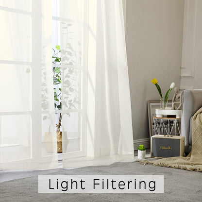 OWENIE Sheer Curtains 84 inches Long 2 Panels Set for Living Room/Bedroom, Rod Pocket Voile Sheer Panel Drapes, White, 2pcs, Each 42" W x 84" L - Colors B