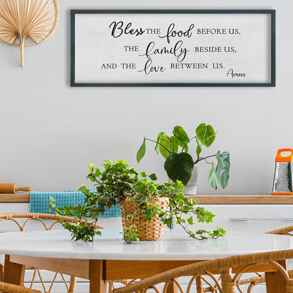 FZMHASLWW Gather Sign Wall Decor 32"×12" Large Wooden Framed for Dining Room Simple Home Kitchen Hanging Art (Wood)