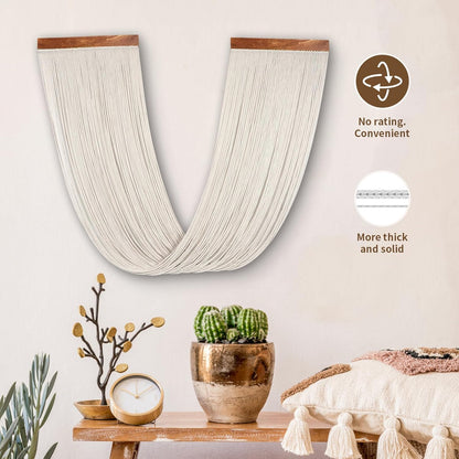 Lokeisna Macrame Wall Hanging, Woven Tapestry Beige & Dusty Rose Handmade Craft Macrame Wall Decor, Gallery & Nursery, Size 37.4” Lx27.5” W