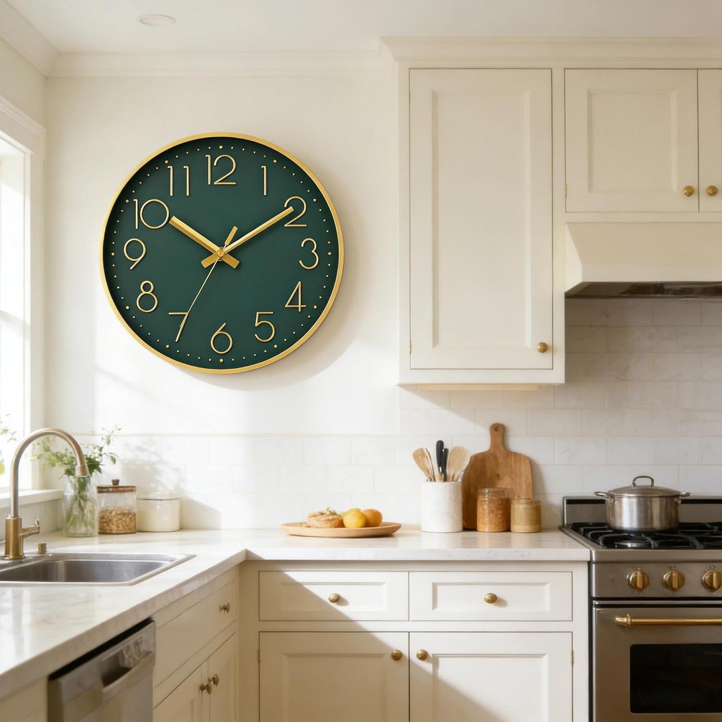 DAXSMY Wall Clock - 8 Inch Silent Non-Ticking Modern 3D Wall Clocks Battery Operated - Decorative Clock for Kitchen, Home Office, Bathroom, Bedroom(Rose Gold)
