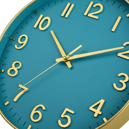 HZDHCLH Wall Clocks Battery Operated,12 inch Silent Non Ticking Modern Wall Clock for Living Room Bedroom Kitchen Office Classroom Decor (Olive Green and Gold)