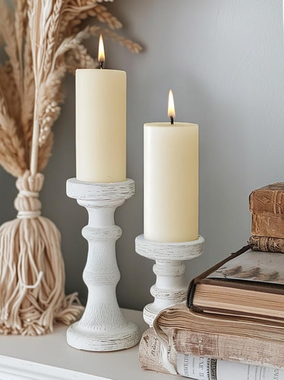 Ashlux 3x4 Inch White Pillar Candles, Set of 3 Wax, 56 Hours Long Burning, Unscented and Dripless Pillar Candles Bulk for Christmas Lights, Wedding, Parties, Spas, Home Decorative