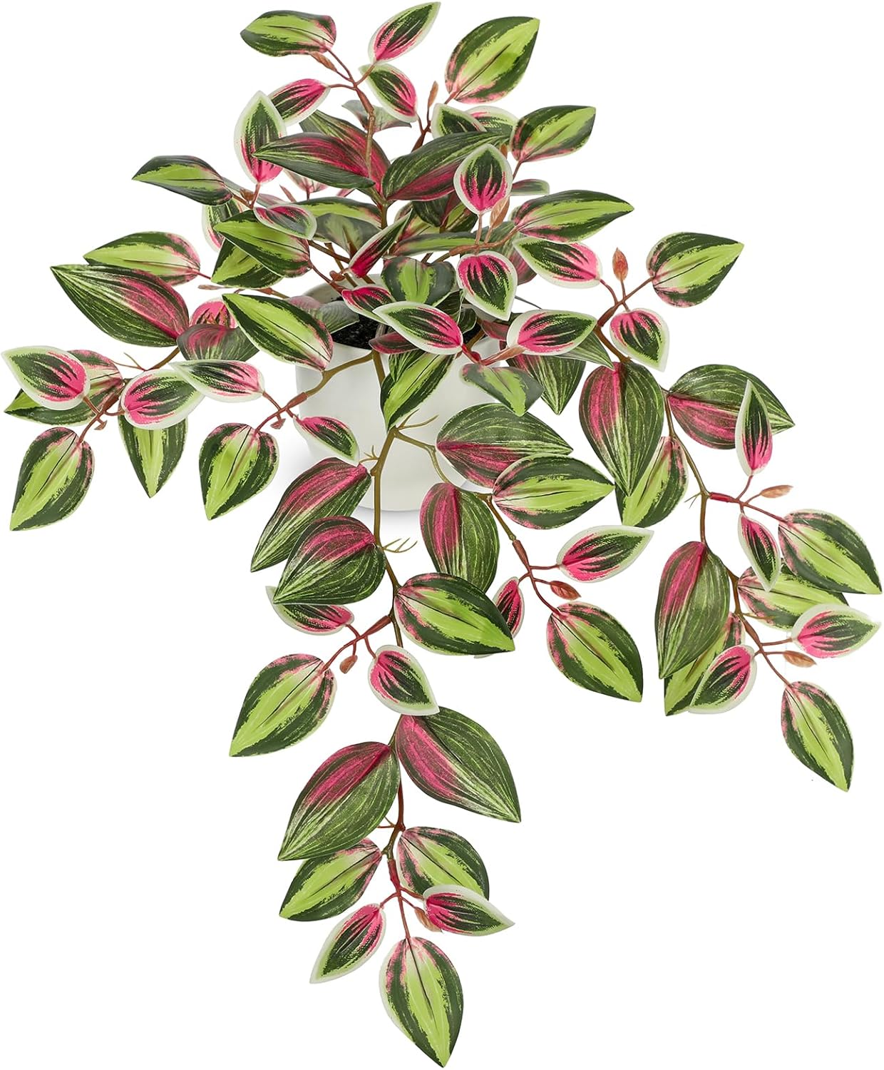 Briful Artificial Plants Indoor Fake Potted Silk Plants Faux Watermelon Peperomia Draping Plant for Home Office Bathroom Shelf Cabinet Tabletop Decoration(Green - 1 Pack)