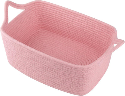 OIAHOMY Woven Basket, Gift Basket Empty with Gift Bags and Ribbons, Rope Baskets for Baby Showers, Storage Baskets with Handles for Nursery, Pet Toy Organizer - White