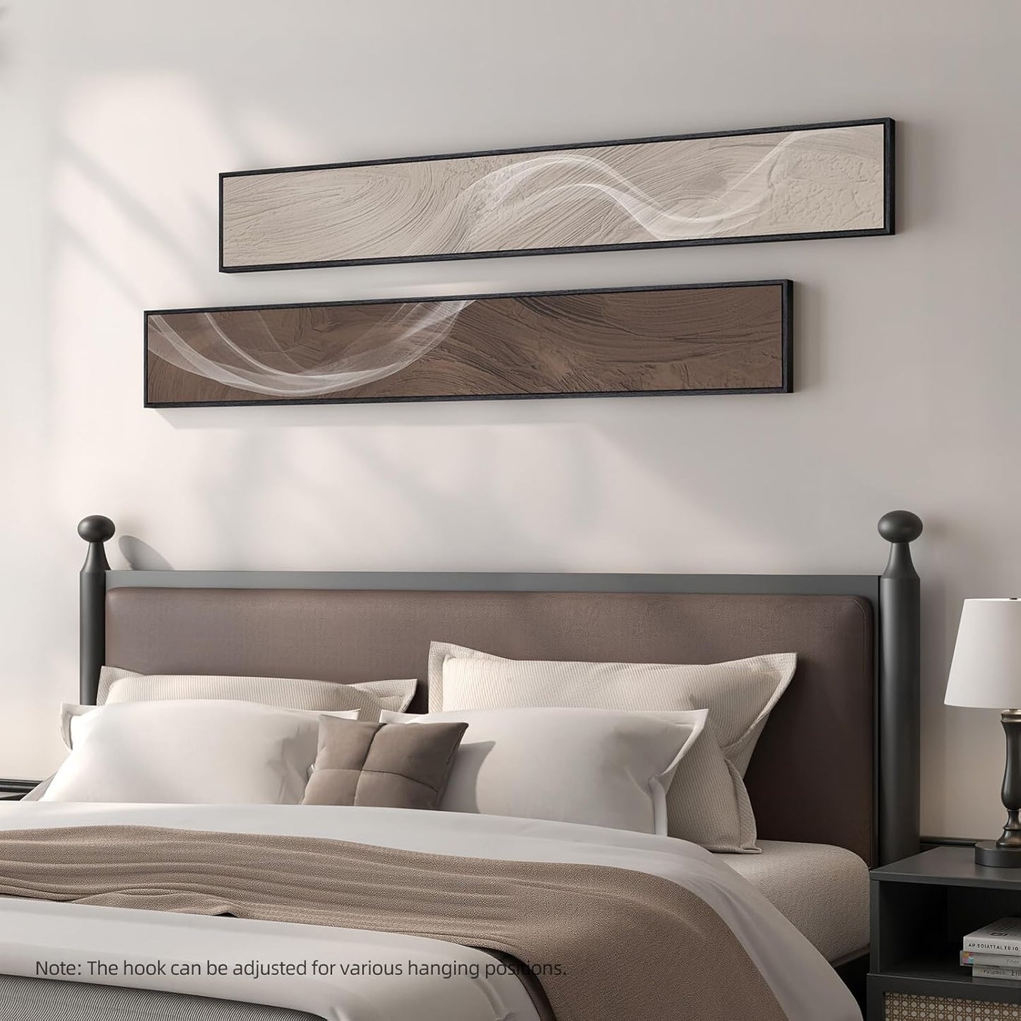 Long Narrow Framed Neutral Abstract Vertical Wall Art Set, 2 Piece Modern Canvas Prints Paintings Artwork for Walls, Beige and Brown Minimalist Pictures for Hallway Entryway Living Room Bedroom Decor