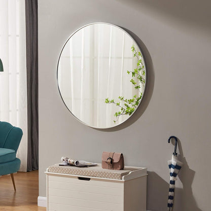 Itrue 12 Inch Small Round Decorative Wall Mirror, HD Silver-Coated Glass with Brushed Black Metal Frame, Minimalist Modern Accent Mirror for Vanity, Narrow Walls, Bathroom, Bedroom & Entryway