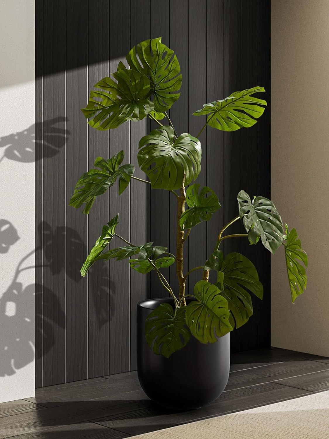 LE TAUCI 12 Inch Pots for Plants, Ceramic Large Planters for Indoor Plants, Indoor Plant Pots for Home Garden Patio Office, Planter Pots with Drainage Hole and Rubber Plug, Neutral Gray