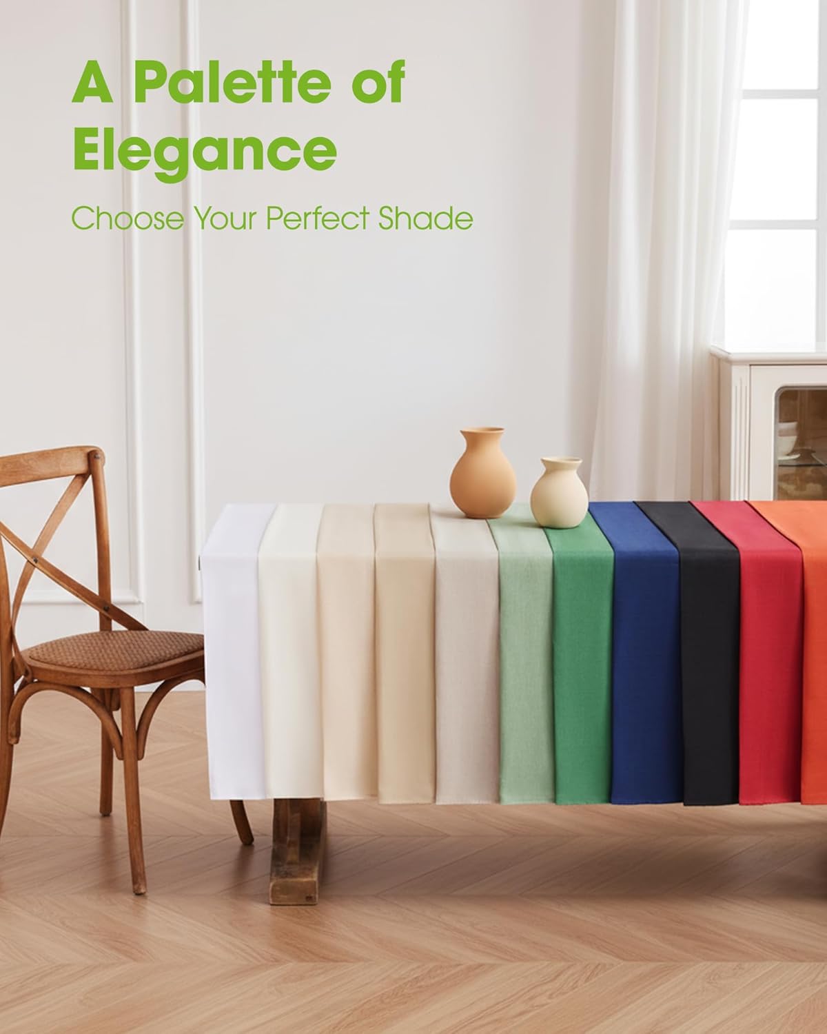 Pureegg Rectangle Linen Tablecloth Waterproof & Stain Resistant, Wrinkle-Free Table Cloth Adds Elegance and Protection, Ideal for Dining, Party, Wedding and Outdoor, 52 x 70 Inch, Sage Green