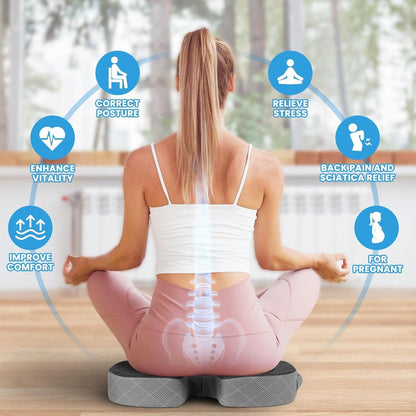 TushGuard Seat Cushion - Memory Foam Cushion for Office Chair, Car Seat, Airplane, Bleacher - Sciatica & Hip & Coccyx Pain Relief Desk Chair Cushion for Long Sitting Office Workers, Car Drivers