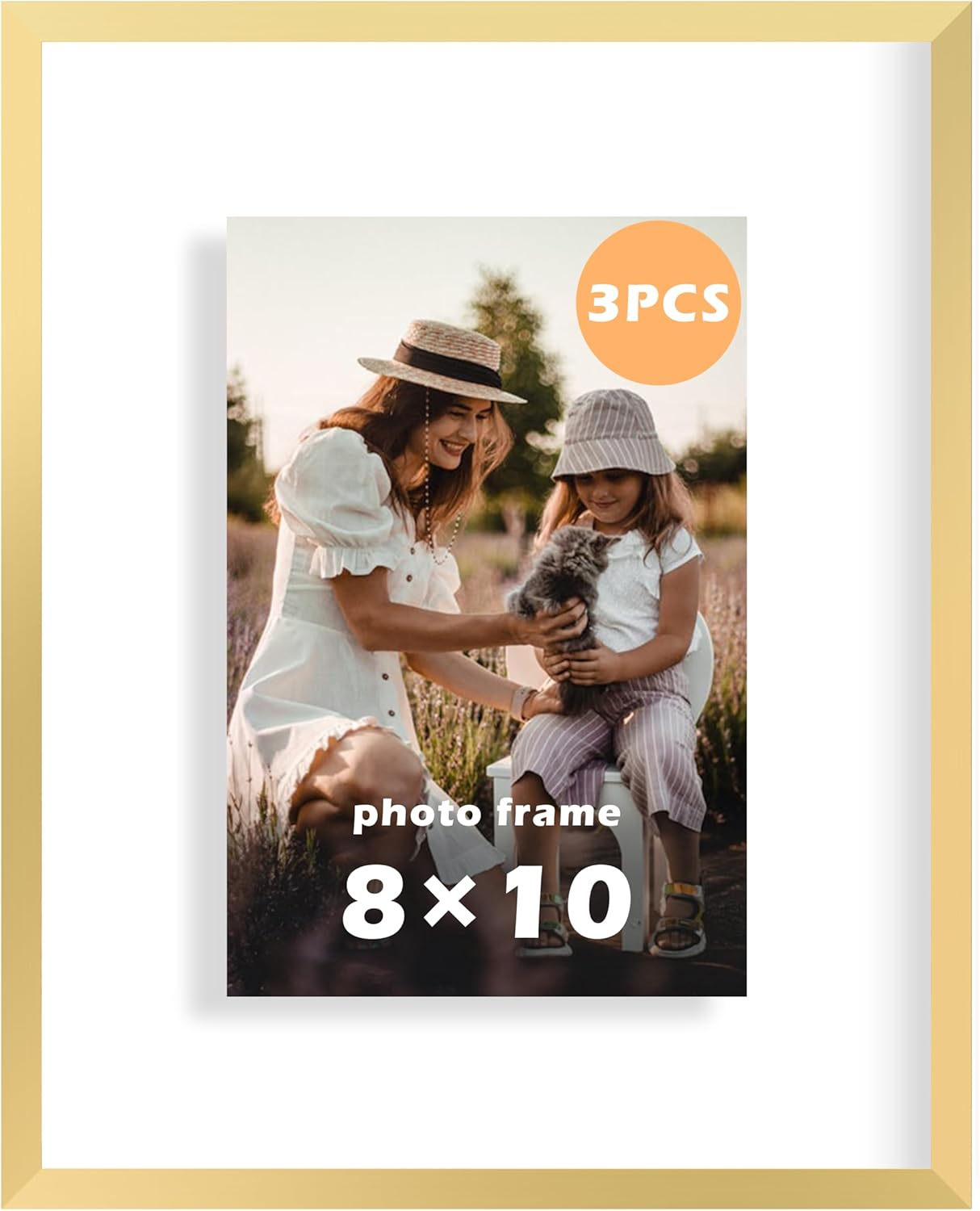 FrameWorks 8”x10” Deluxe Black Aluminum Contemporary Style Floating Picture Frame with Tempered Glass