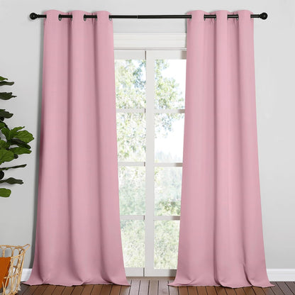 NICETOWN Halloween Pitch Black Solid Thermal Insulated Grommet Blackout Curtains/Drapes for Bedroom Window (2 Panels, 42 inches Wide by 63 inches Long, Black) - Colors A