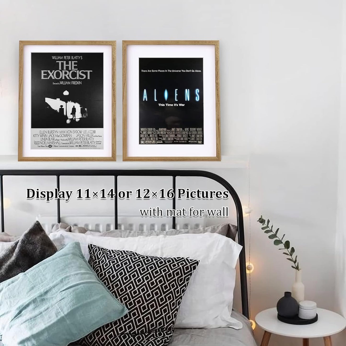 Egofine 12x16 Picture Frame Black, Covered by Plexiglass Made of Solid Wood, Display Pictures 9x12 and 11x14 with Mat or 12x16 Without Mat, for Wall Mounting Photo Frame - Colors A