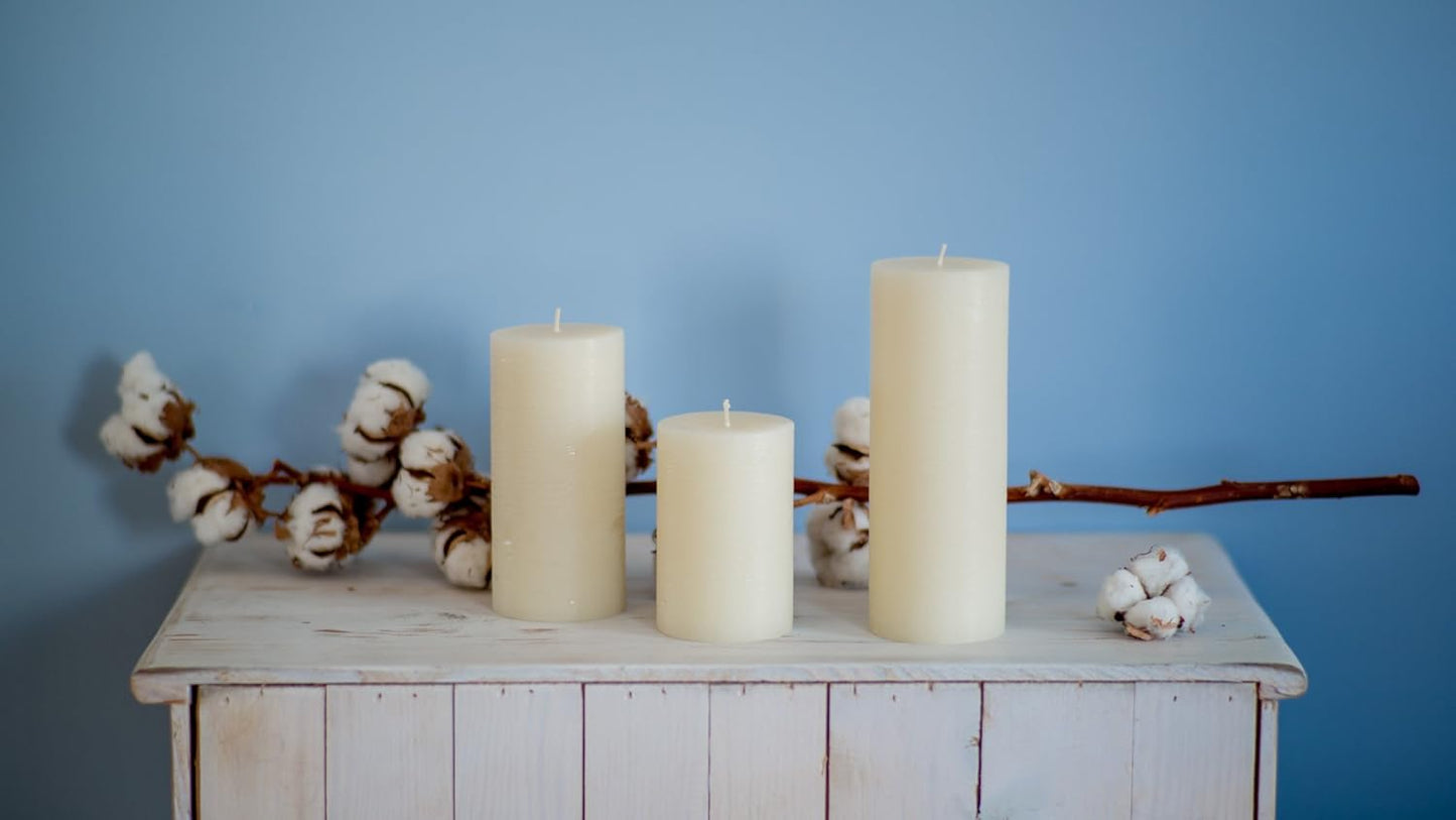 Melt Candle Pillar Candles, 3 Pack - Unscented Candles for Home, Church, Weddings, & More - 3" x 4", Ivory