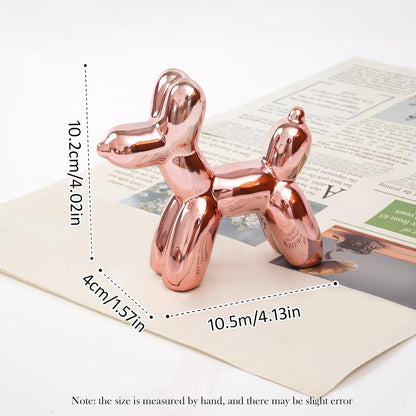 Notakia Cute Ceramics Balloon Dog Statue Crafts Gold Living Room Desktop Decorations,Handmade Modern Small Ceramic Animal Statue Ornament Gold Home Decor Accents