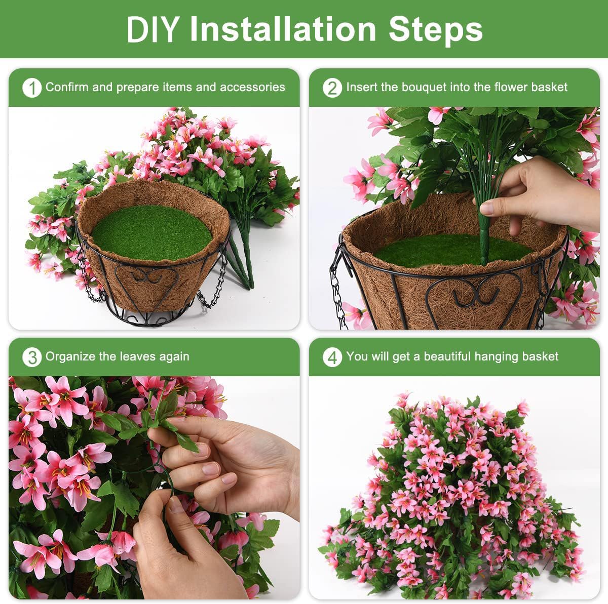 INQCMY Artificial Fake Hanging Plants Flowers Basket for Spring Summer Outdoor Outside Porch Decoration,UV Resistant Faux Silk Violet in Planter for Home Patio Balcony Garden Yard Decor(Red)