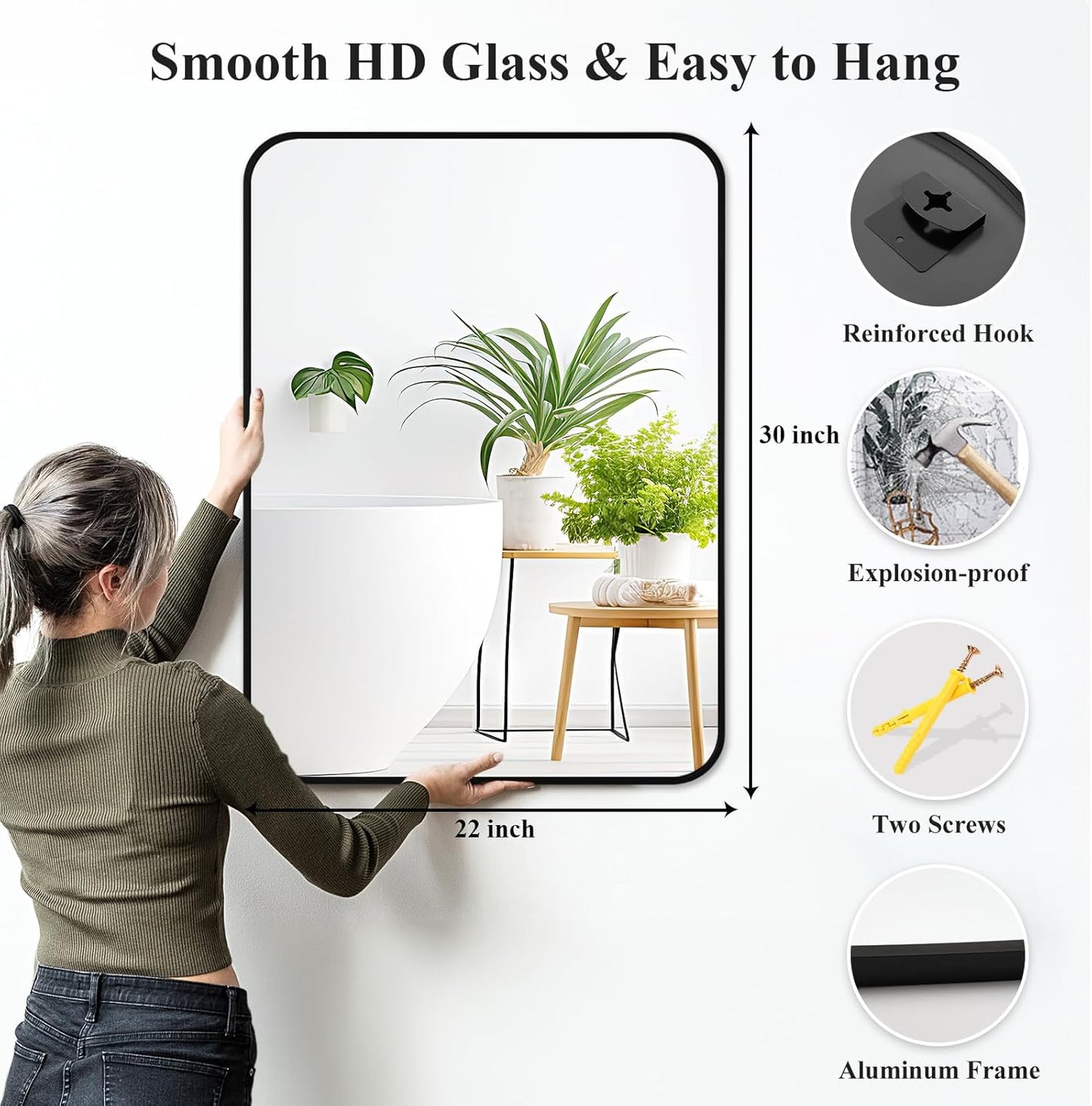 Fabuday Black Circle Mirror for Wall 20 inch - Round Mirrors for Bathroom, Entryway, Living Room, Hallway, Bedroom Decor, Small Matte Framed