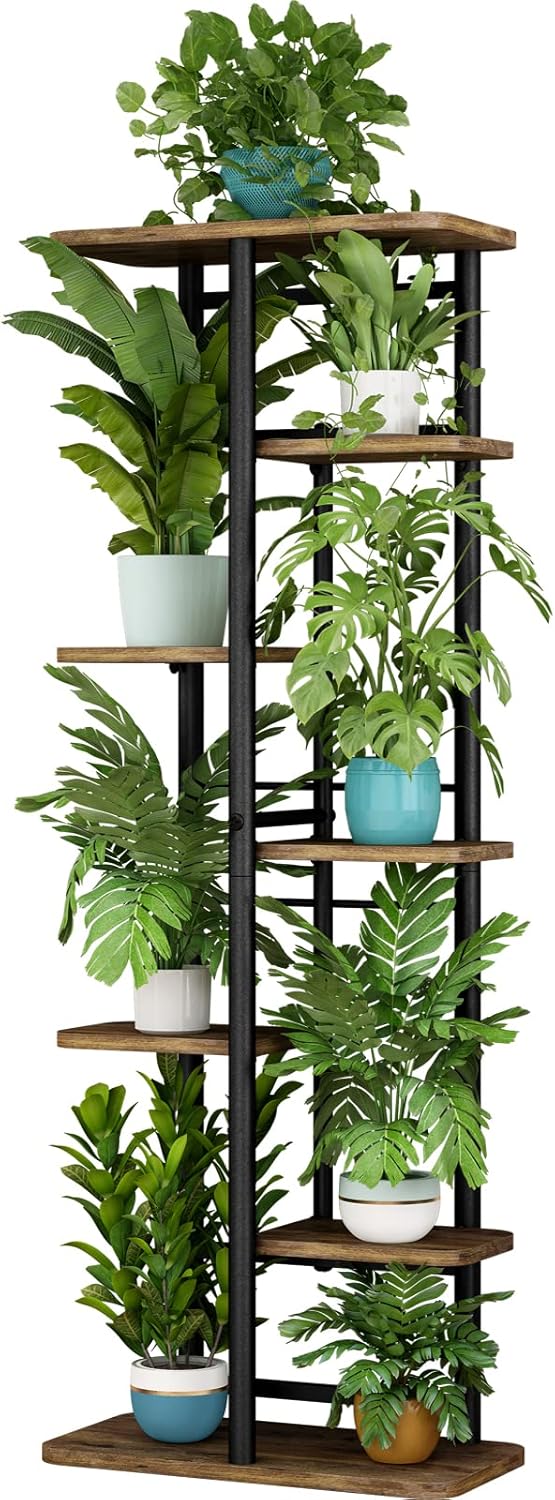 LINZINAR Plant Stand Indoor 4 Tier 5 Potted Multiple Plant Shelf Stands for Garden Corner Balcony Living Room Black
