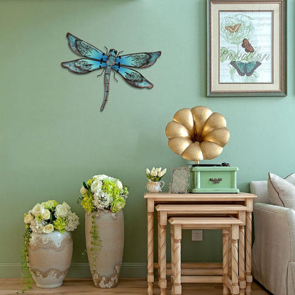 LIFFY Metal Dragonfly Wall Decor Handmade - Outdoor Metal Wall Art Decor for Patio Garden Fence Living Room, Bedroom, Dragonfly Gifts
