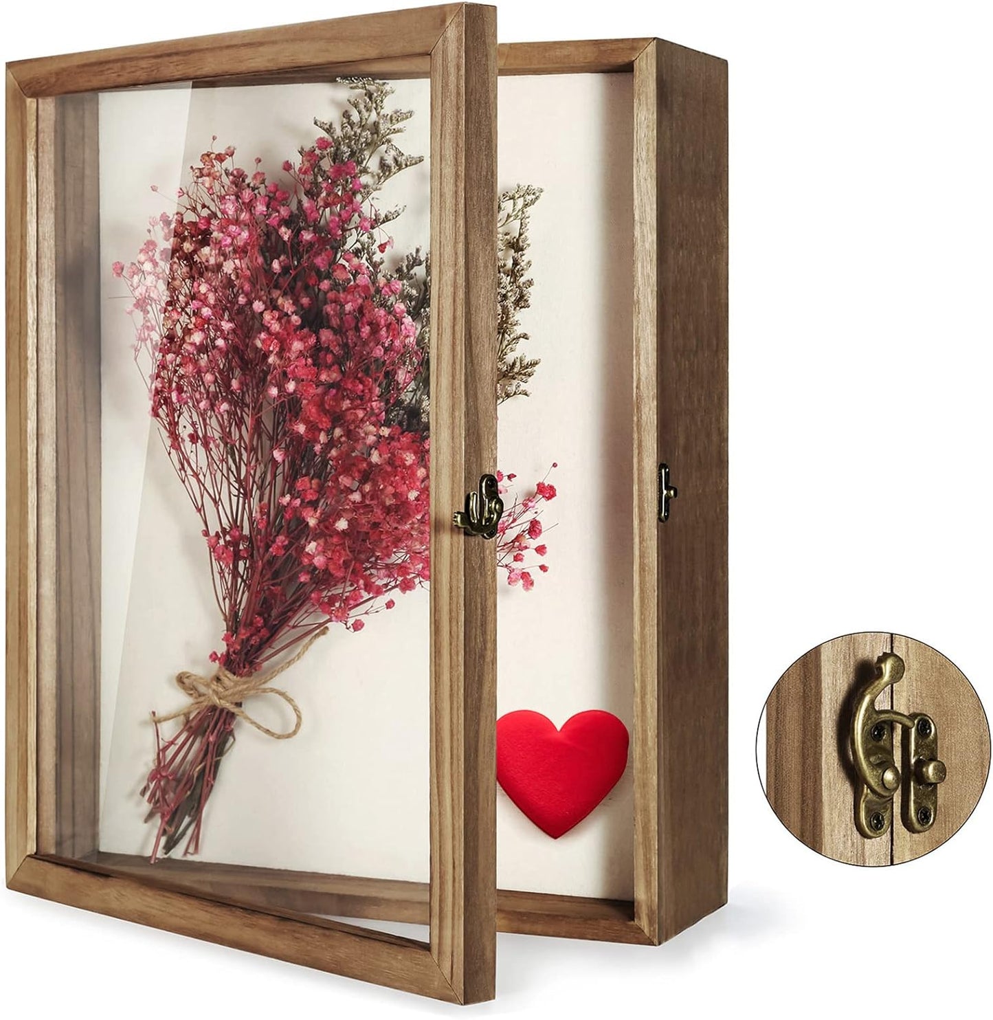 TJ.MOREE Shadow Box Frame 8 x 10 Shadowbox Display Case Picture Frame with Linen Back Memorabilia Bouquet Medals Military Photos Memory Box