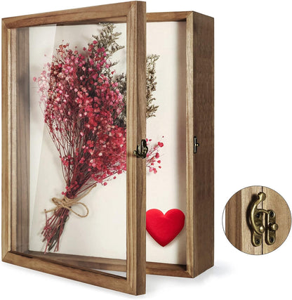 TJ.MOREE Shadow Box Frame 8 x 10 Shadowbox Display Case Picture Frame with Linen Back Memorabilia Bouquet Medals Military Photos Memory Box