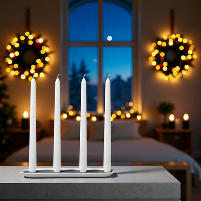 4 Pack White Taper Candles丨Taper Candles 10 Inch Dripless丨Unscented & Smokeless Candlesticks Bulk丨7-8 Hours Long Burning Tall Candles丨Ideal for Christmas Weddings Parties Dinner