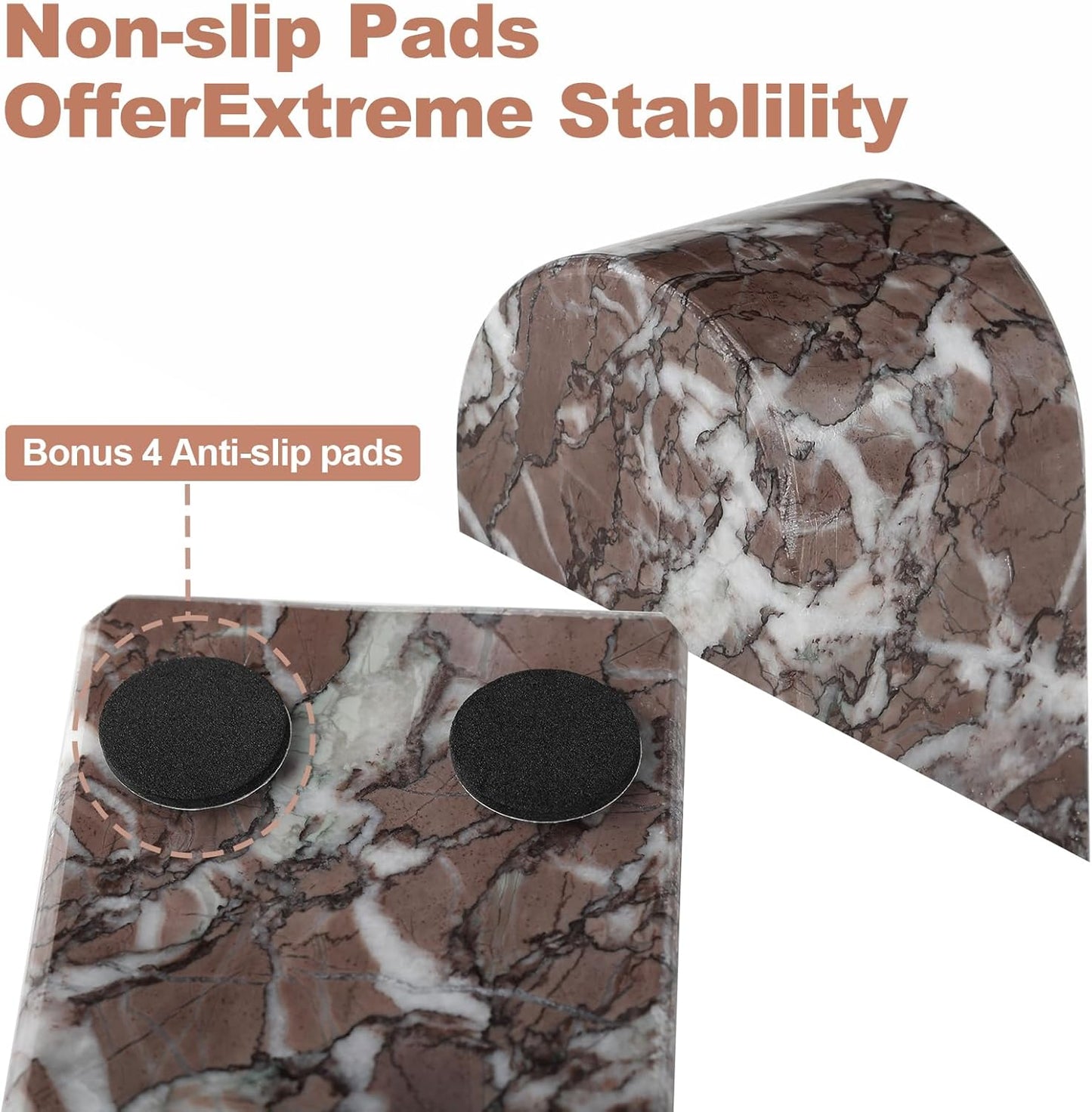 Koville African Natural Marble Bookends for Shelves, Non-Slip Book Ends, 13LBS Ultra Heavy Duty Marble Book Holder Organizer, Apartment Decor for Movies/CD/Video Games(Namib Fantasy)