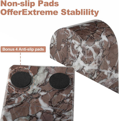 Koville African Natural Marble Bookends for Shelves, Non-Slip Book Ends, 13LBS Ultra Heavy Duty Marble Book Holder Organizer, Apartment Decor for Movies/CD/Video Games(Namib Fantasy)
