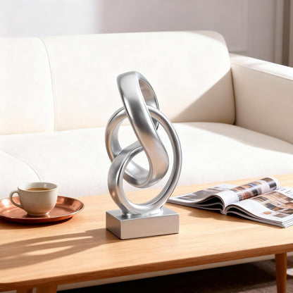 DOVDOV Abstract Black Knot Sculpture, Geometric Decor, Black Decorative Piece for Living Room Coffee Table or Bookshelf Top, Office Coffee Table or Entryway Console Decor.