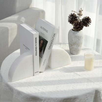 Karibiber Travertine Bookends for Heavy Books, Marble Decorative Bookends for Shelves, Heavy-Duty Stone Book Ends for Hardback Book & Cookbooks, Unique Book Stopper & Holder, Travertino Italy