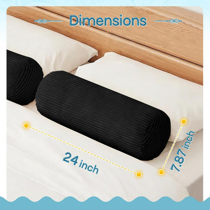 1 MIDDLE ONE Body Pillow, Memory Foam Body Pillows for Adults Sleeping, Decorative Bolster Pillow for Bed & Couch, Long Cylinder Tube Round Pillow, 24x7.87 Inches, Set of 2 (Light Grey)