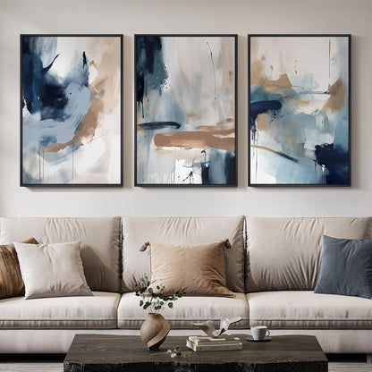 Large Framed Abstract Nature Landscape Wall Art for Living Room, Set of 3 Modern Canvas Prints Paintings Artwork for Walls, Green Lake Pictures for Hallway, Dining Room, Office Wall Decor 24x36 Inch