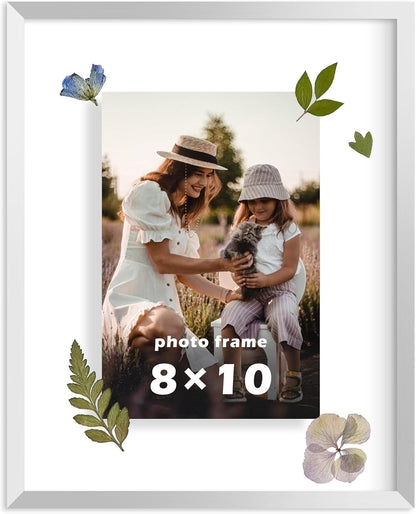 FrameWorks 8”x10” Deluxe Black Aluminum Contemporary Style Floating Picture Frame with Tempered Glass