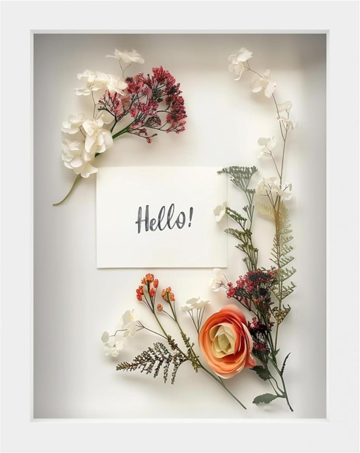 FrameWorks 11” x 14” Dark Oak Wooden Shadow Box Frame – Display Case with Soft Felt Back, Memory Box with Tempered Glass, Display Box with Elegant White Ball Push Pins, Wooden Flower Box