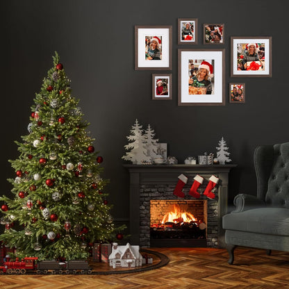 Egofine 8x10 Picture Frames Set of 4, Made of Solid Wood Covered by Plexiglass 4x6 and 5x7 with Mat or 8x10 without Mat, for Table Top Display and Wall Mounting Photo Frame Black