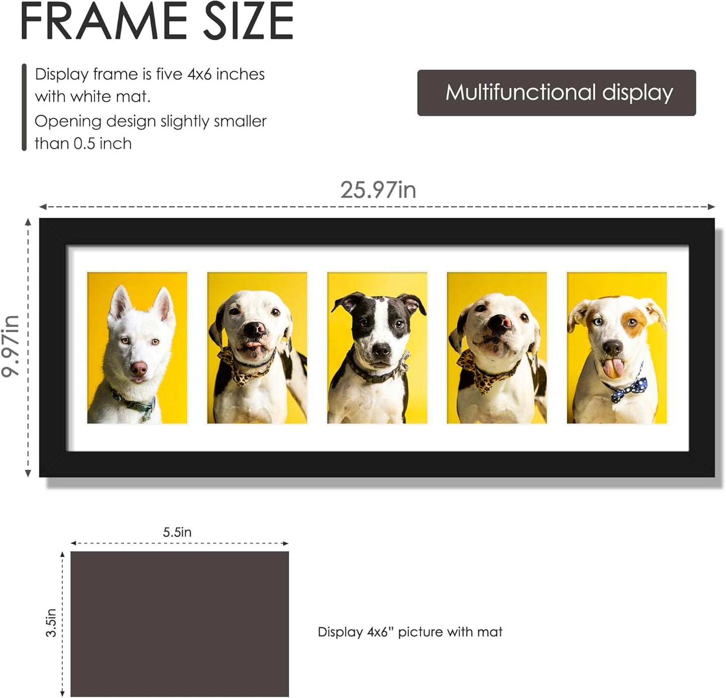 DUENPY 14x26 Collage Picture Frame 4x6 Collage Picture Frame Displays Twelve 4x6 inch Photos Available Horizontal Wall Mounting Display and Vertical Black - Colors A